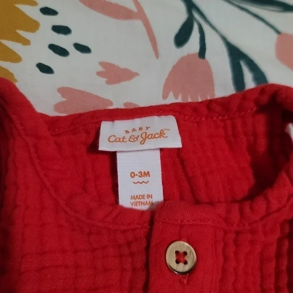 Cat & Jack Patriotic Red White Blue Shirt Pants Outfit Baby Size 0-3 Months - Picture 4 of 6